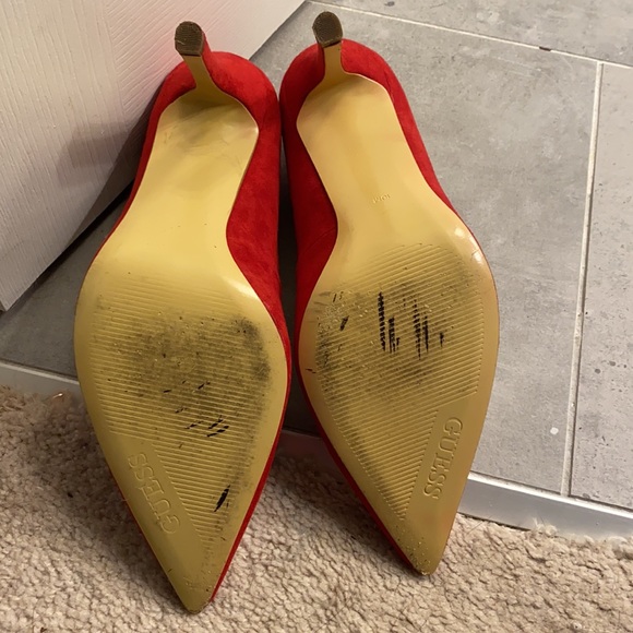 Red Suede High Heels - Picture 2 of 5